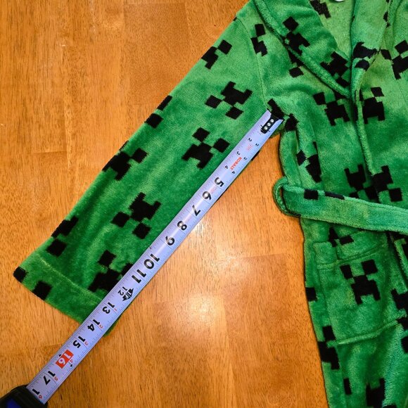 Minecraft CREEPER ROBE ~ Size 10 ~ Green Black Bathrobe Plush Fleece PJ ~ Mojang - Picture 10 of 10